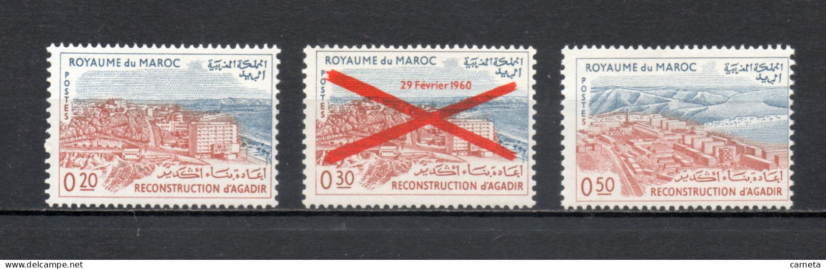 MAROC N°  464 à 466    NEUFS SANS CHARNIERE  COTE 3.50€   RECONSTRUCTION VILLE - Morocco (1956-...)