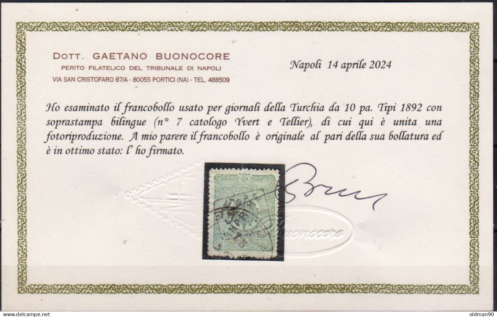 Turchia-0102A - Certificato Valore Per Giornali N.7 - Emissione 1892 -Qualità A Vostro Giudizio. - Used Stamps