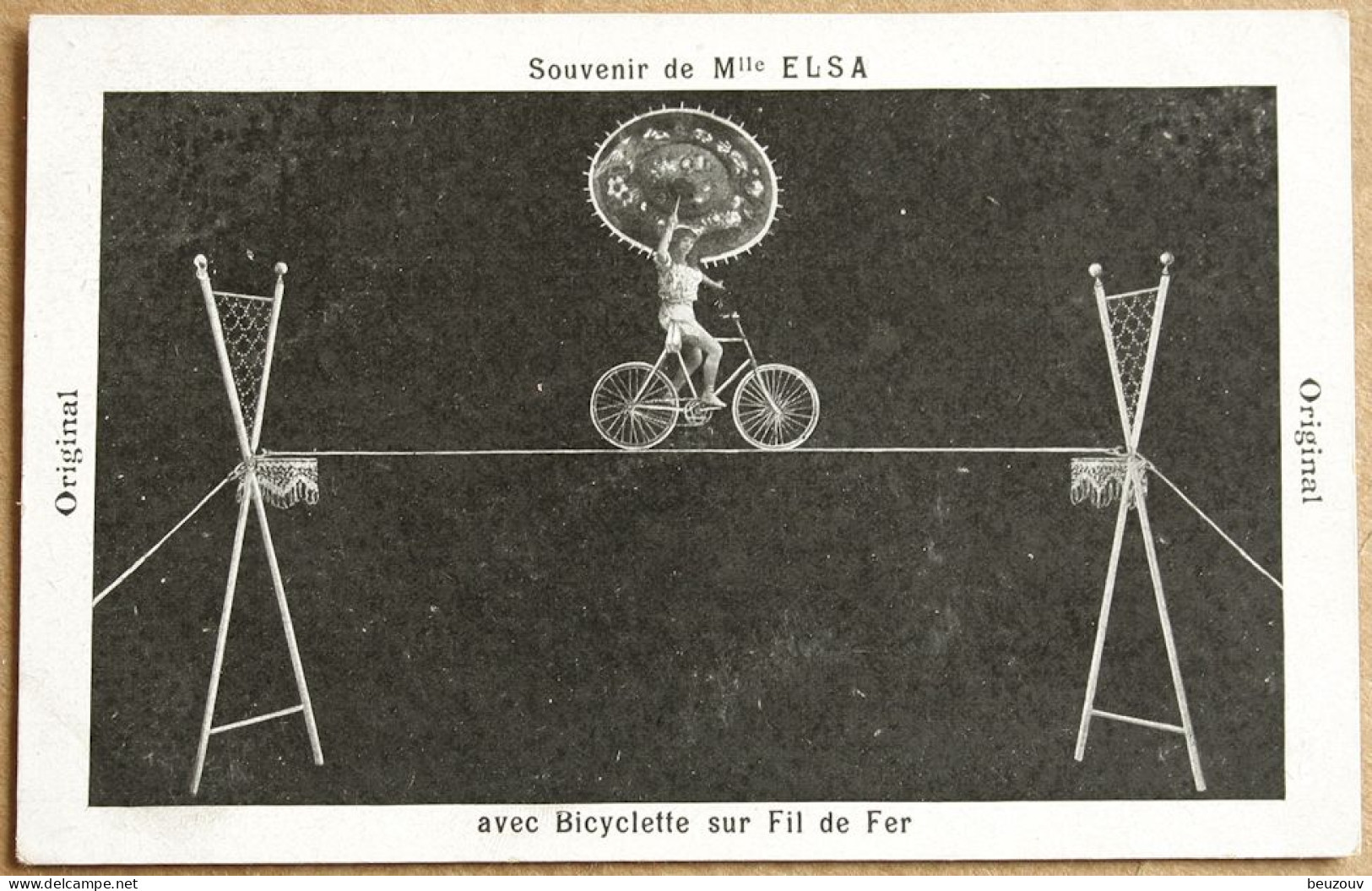 CPA  Souvenir De Mlle ELSA Avec Bicyclette Sur Fil De Fer - Cirque