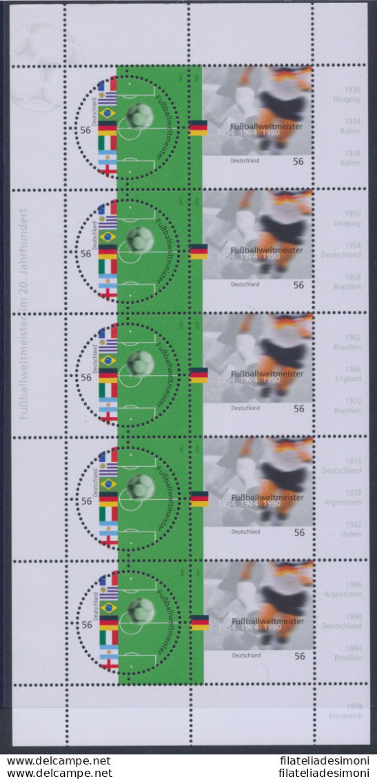 2002 Germania "Calcio Campionati Del Mondo" Emissione Congiunta Con N° 2701/2702 -  Minifoglio Di 5 Coppie, MNH** - Joint Issues