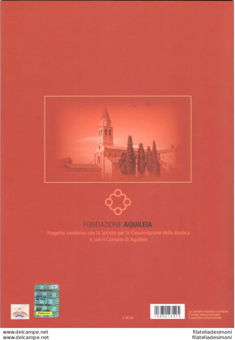 2020 Italia - Basilica Di Aquileia - Emissioni Congiunte - Folder - Italia-Smom-Vaticano - Francobolli In Quartina E Bus - Emissions Communes