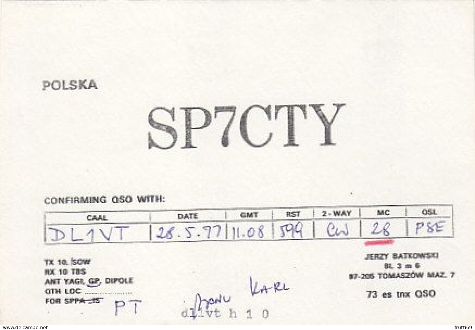 AK 210687 QSL - Poland - Tomaszów - Radio Amateur
