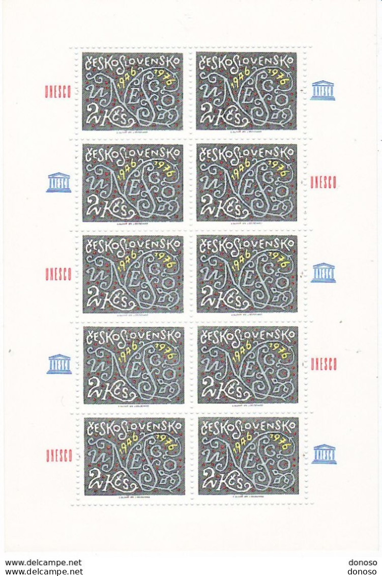 TCHECOSLOVAQUIE 1976 UNESCO FEUILLE DE 10  Yvert 2171, Michel 2334 KB NEUF** MNH - Nuevos