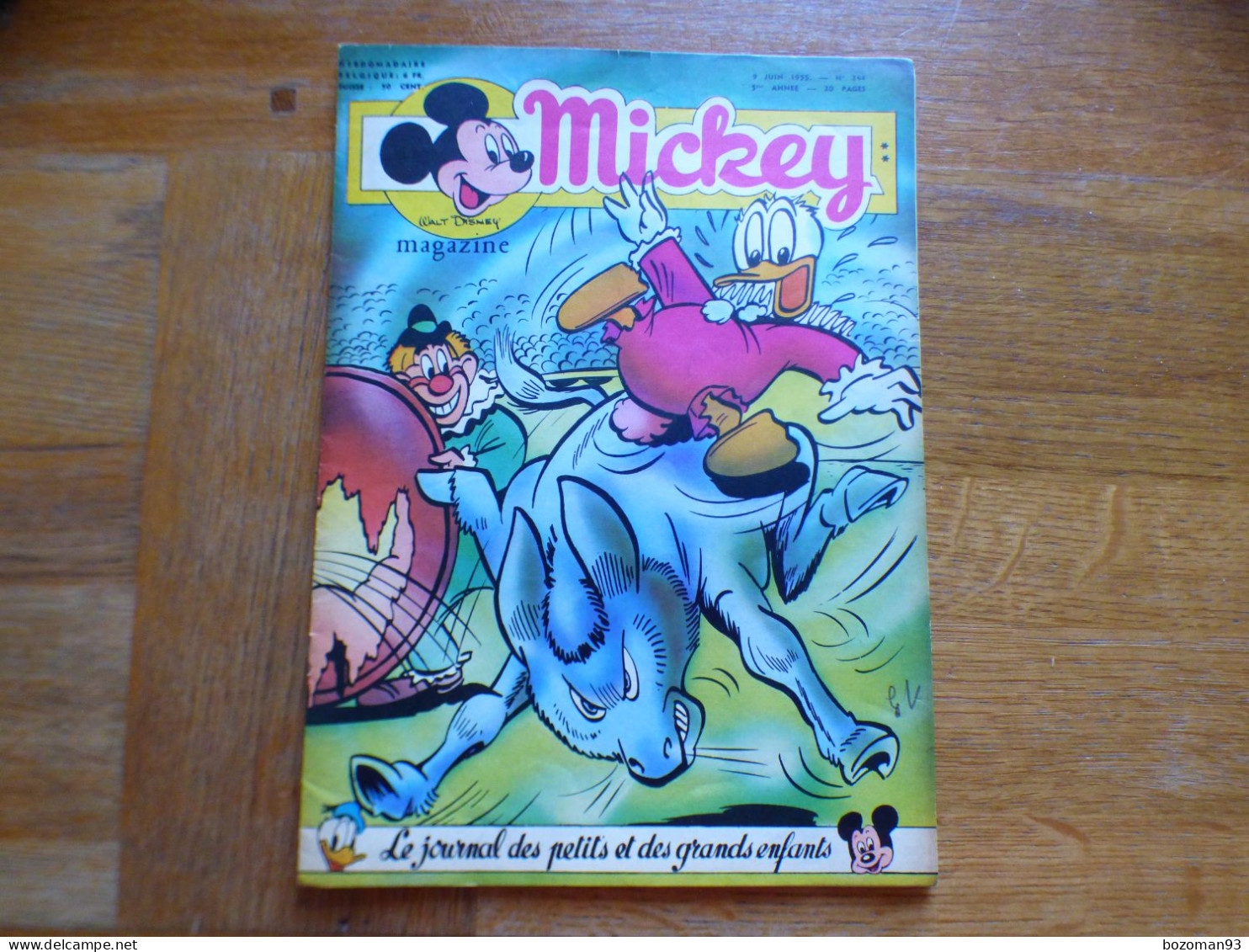 JOURNAL MICKEY BELGE  N° 244  Du 09/06/1955 COVER DONALD  + PETER ET LE LOUP - Journal De Mickey