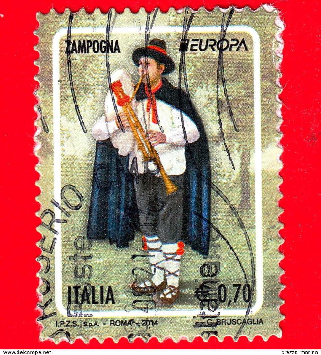 ITALIA - Usato - 2014 - Europa - Zampogna - Strumenti Musicali - Bagpipe - Scapoli (IS) -  0,70 - 2011-20: Oblitérés