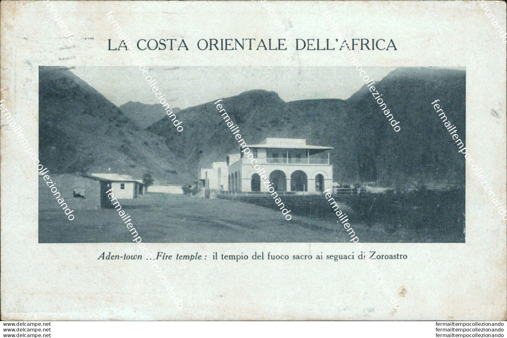 Bg220 Cartolina La Costa Orientale Dell'africa Aden Town Temple 1924 - Sonstige & Ohne Zuordnung