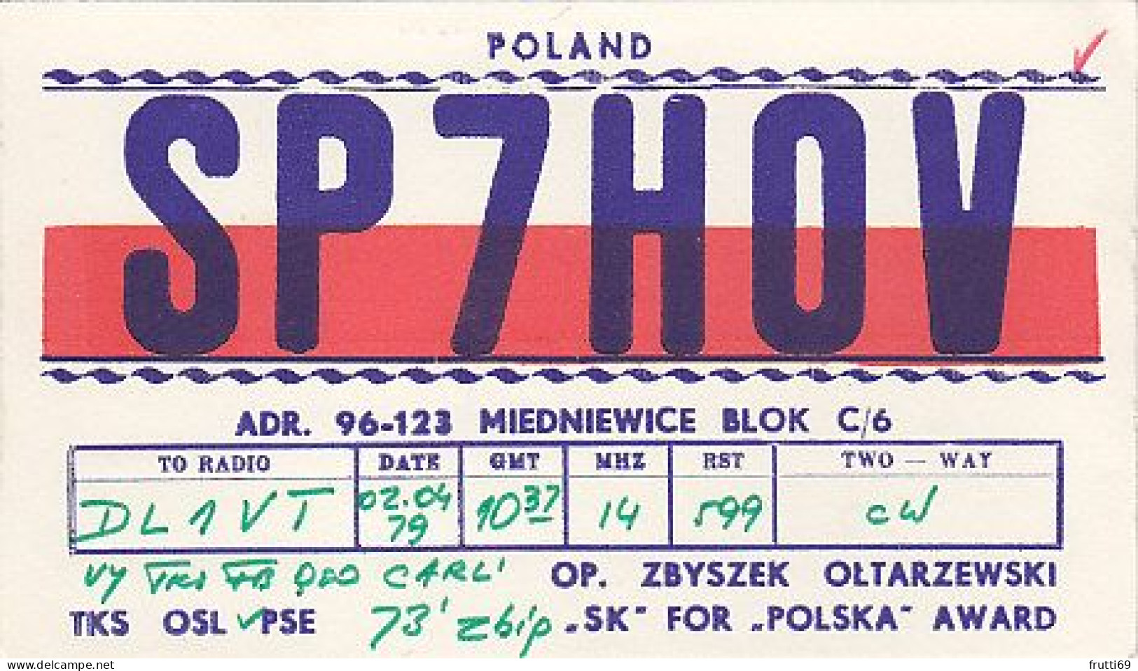 AK 210695 QSL - Poland - Miedniewice - Amateurfunk