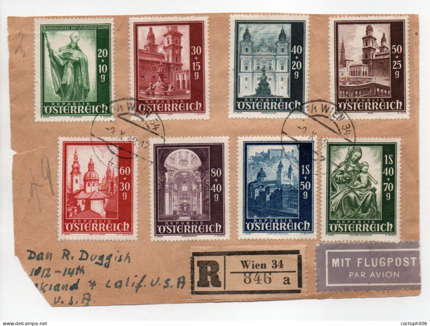 - AUTRICHE N° 755/62 Oblitérés (sur Support Papier) - Série Complète Cathédrale De Salzbourg 1948 - Cote 25,00 € - - Used Stamps