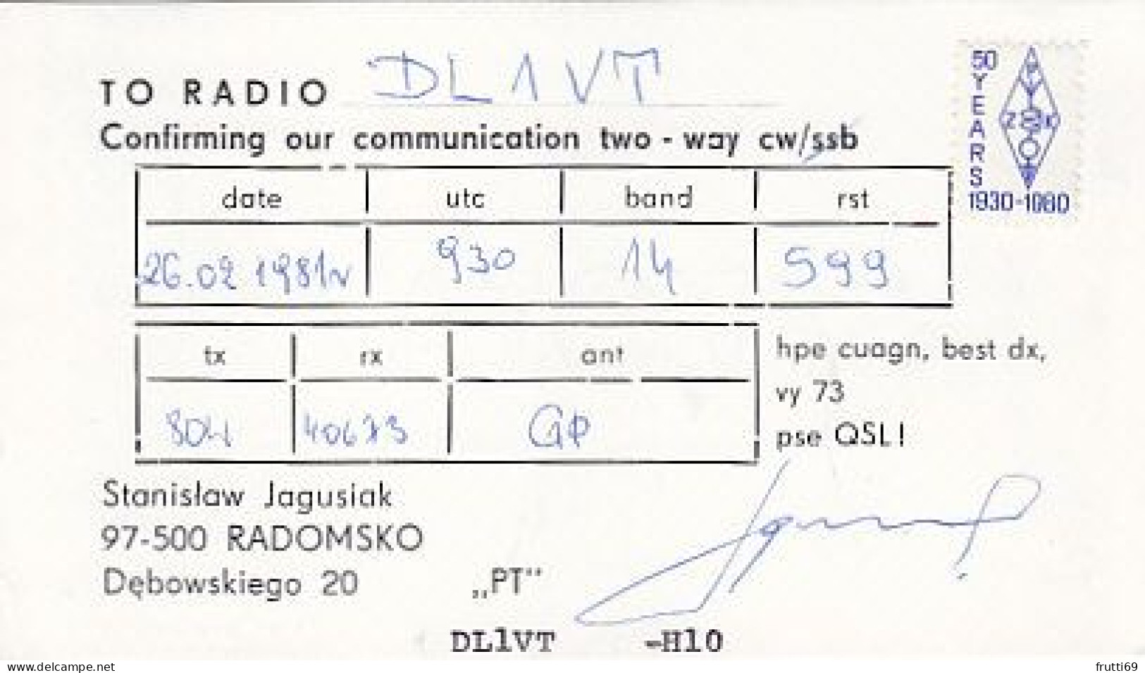 AK 210696 QSL - Poland - Rdomsko - Radio Amateur