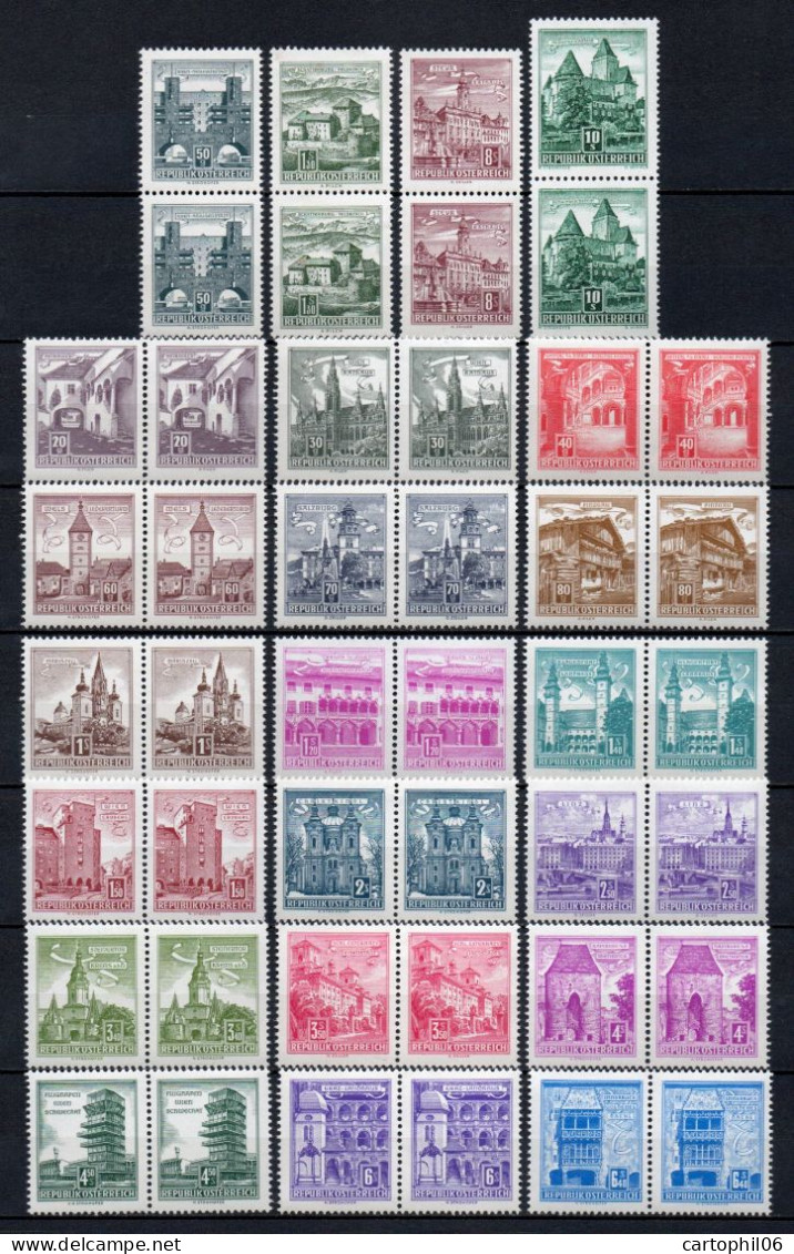 - AUTRICHE Neufs ** MNH - 22 Paires Série Courante 1957-70 - Type De Papier Et De Gomme A IDENTIFIER - - Unused Stamps