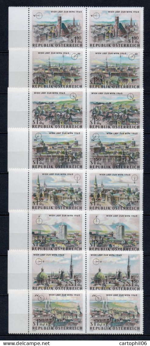- AUTRICHE N° 1001/08 X 2 Neufs ** MNH - Série Exposition Philatélique WIPA 1965 (8 Paires) - - Briefmarkenausstellungen
