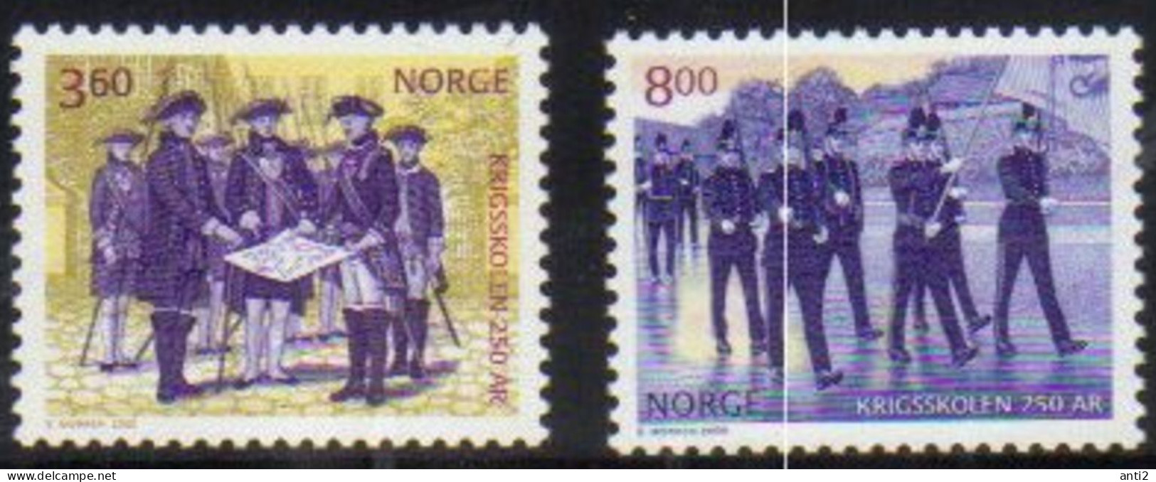 Norway Norge 2000 War School 250 Years Anniversary   Mi 1352-1353  MNH(**) - Brieven En Documenten