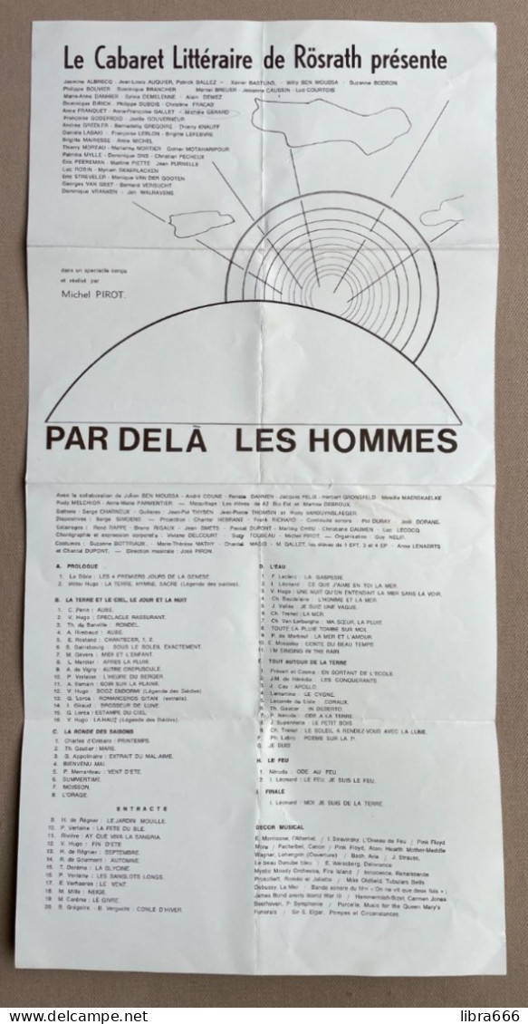 PROGRAMME - Le Cabaret Littéraire De Rösrath Présente - PAR DELÀ LES HOMMES  Dans Un Spectacle Réalisé Par Michel PIRROT - Programma's