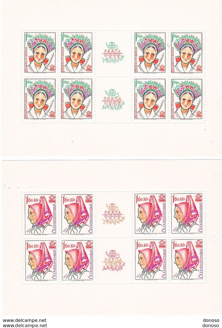 TCHECOSLOVAQUIE 1977 COIFFES 4 FEUILLES DE 8  Yvert 2223-2226, Michel 2387-2390 KB NEUF** MNH Cote 50 Euros - Nuevos