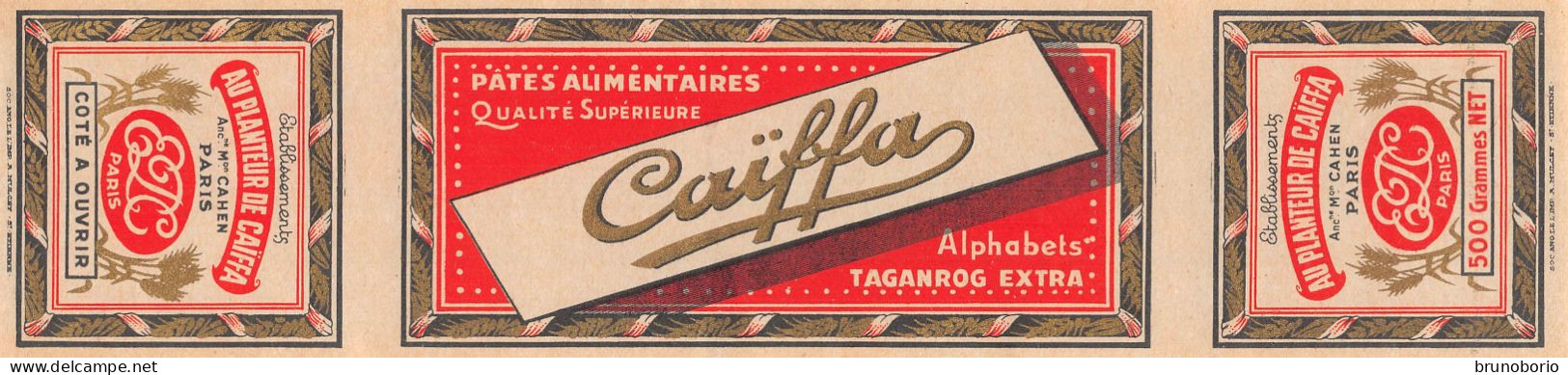00128 "ETICHETTA  PATES ALIMENTAIRES - QUALITE SUPERIEURE ALPHABELS TAGANROG EXTRA  500 GR- CAIFFA - PARIS" ETICH. ORIG - Autres & Non Classés