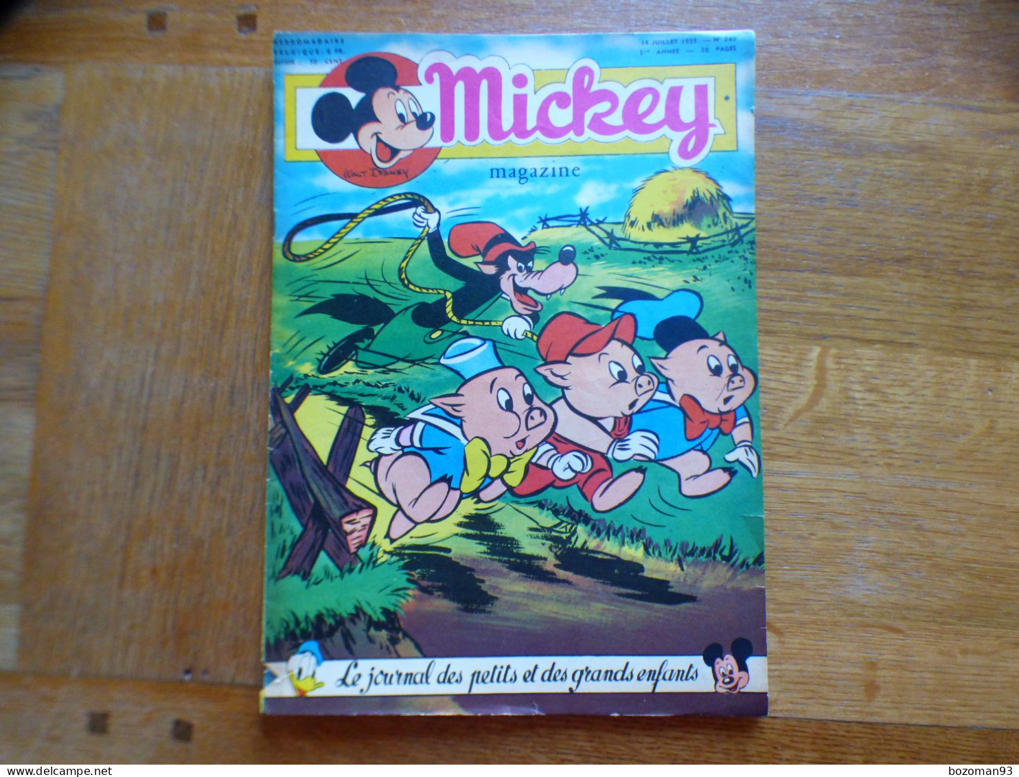 JOURNAL MICKEY BELGE  N° 249  Du 14/07/1955 COVER GRAND MECHANT LOUP ET 3 PETITS COCHONS  + 20.000 LIEUES SOUS LES MERS - Journal De Mickey