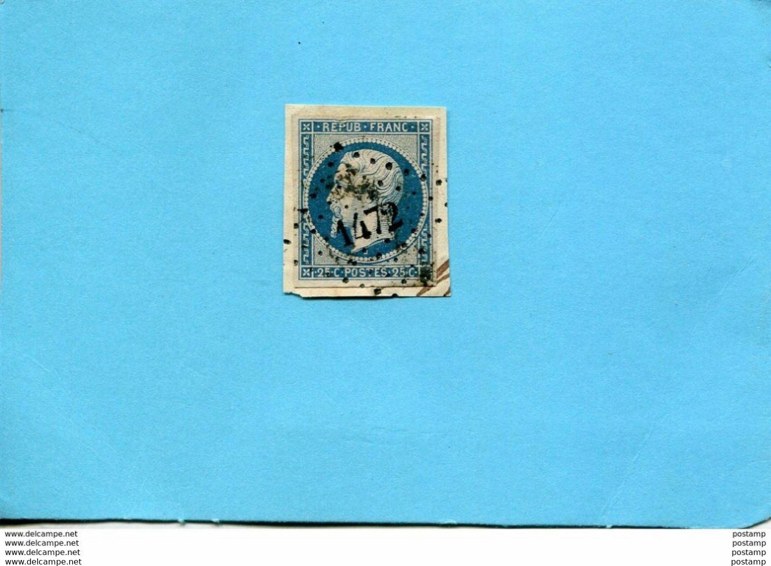N°10 L Napoléon 25 Centime "République" Bleu-oblitéréPC 1472 Sur Fragment De Lettre- - 1852 Luis-Napoléon