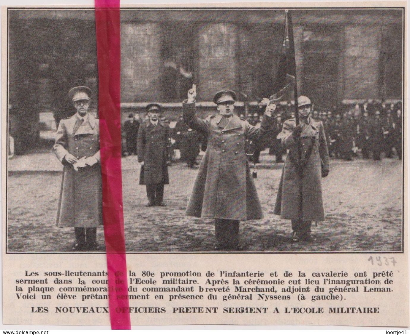 Bruxelles - Nouveaux Officiers à L'Ecole Militaire - Orig. Knipsel Coupure Tijdschrift Magazine - 1937 - Ohne Zuordnung