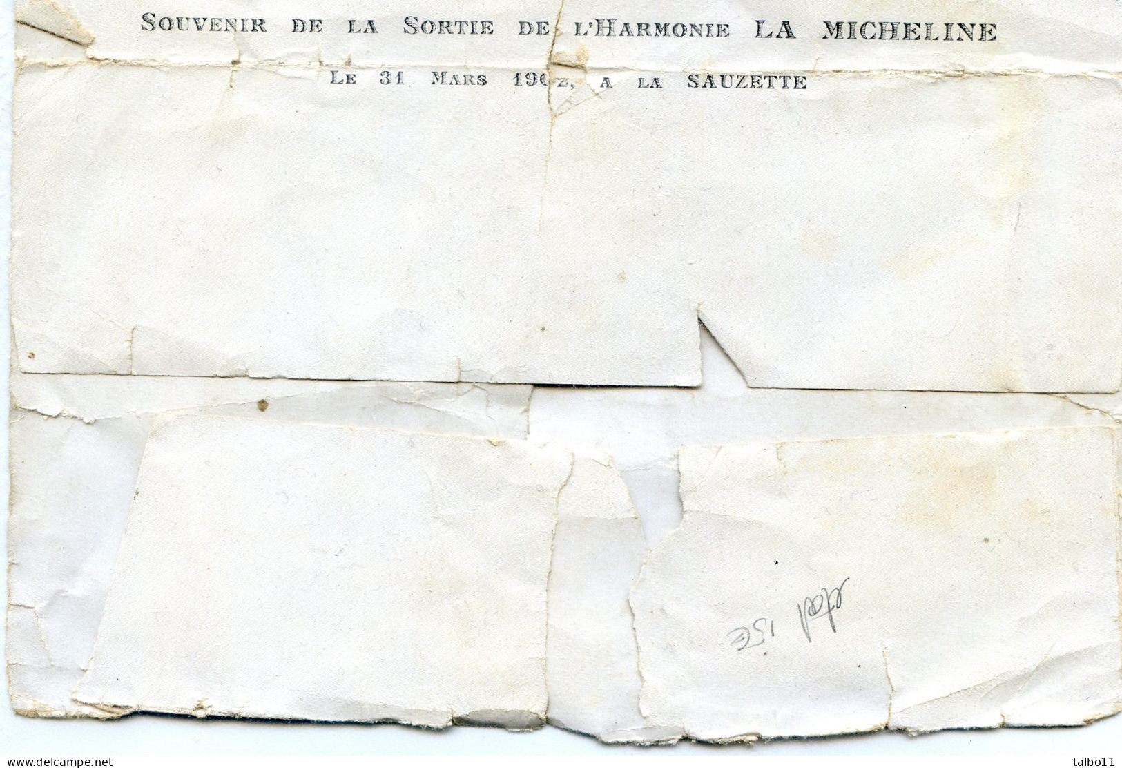 Carcassonne - Souvenir De La Sortie De L'harmonie La Micheline Le 31 Mars 1907 à La Sauzette - Vendu En L'etat - Unclassified