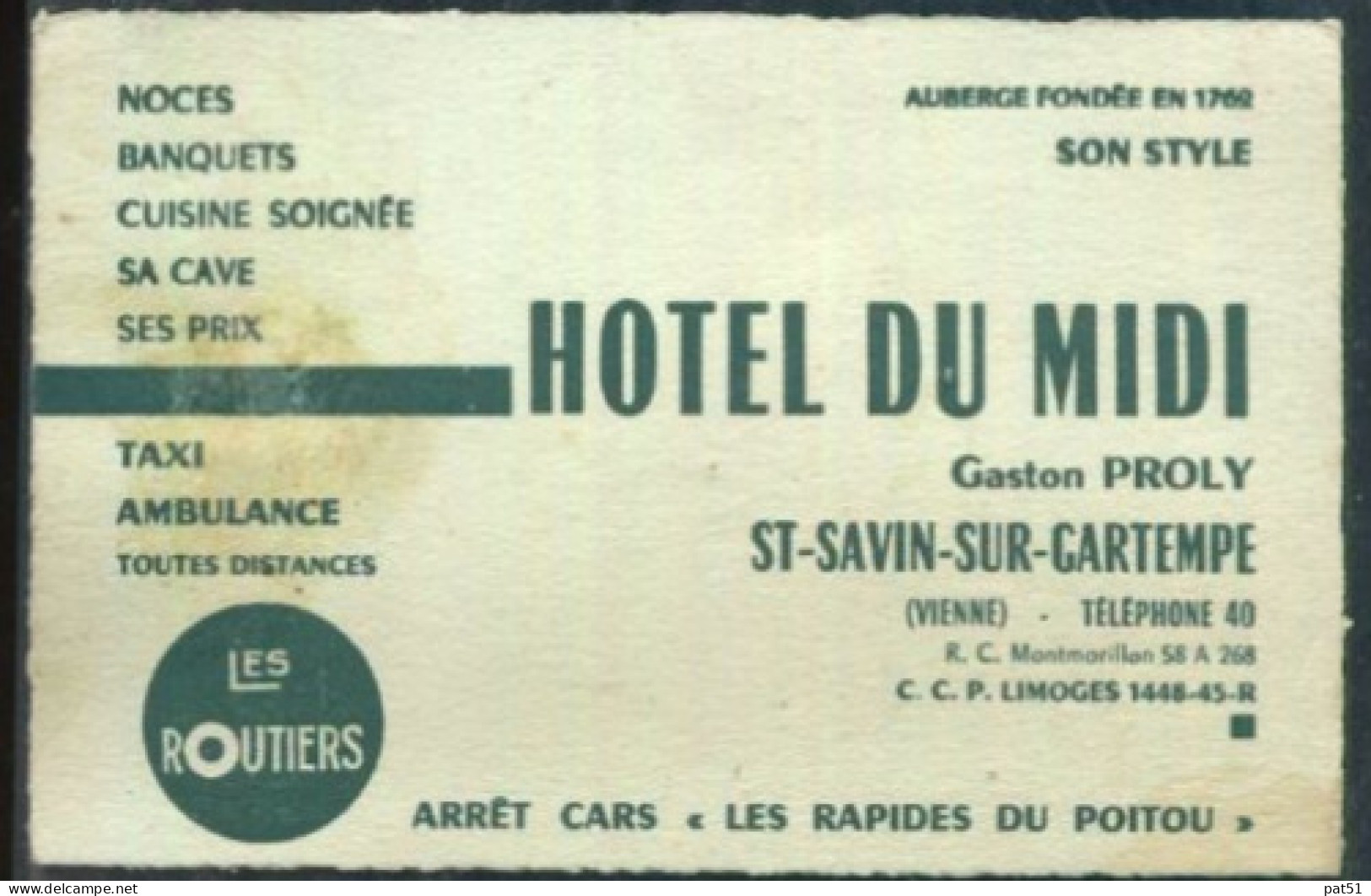 86 - Saint Savin Sur Gartempe : Cdv HOTEL DU MIDI - Saint Savin