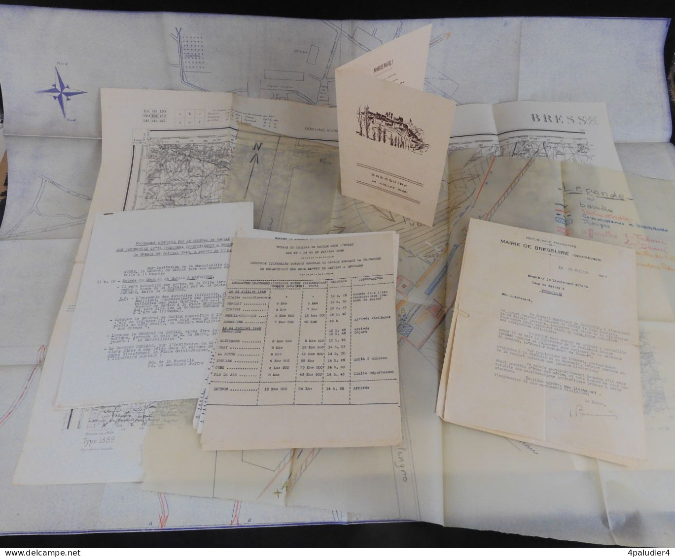 ( Deux Sèvres ) Documents Originaux Visite Du Général De Gaulle à BRESSUIRE Le 24 Juillet 1948 - Historical Documents