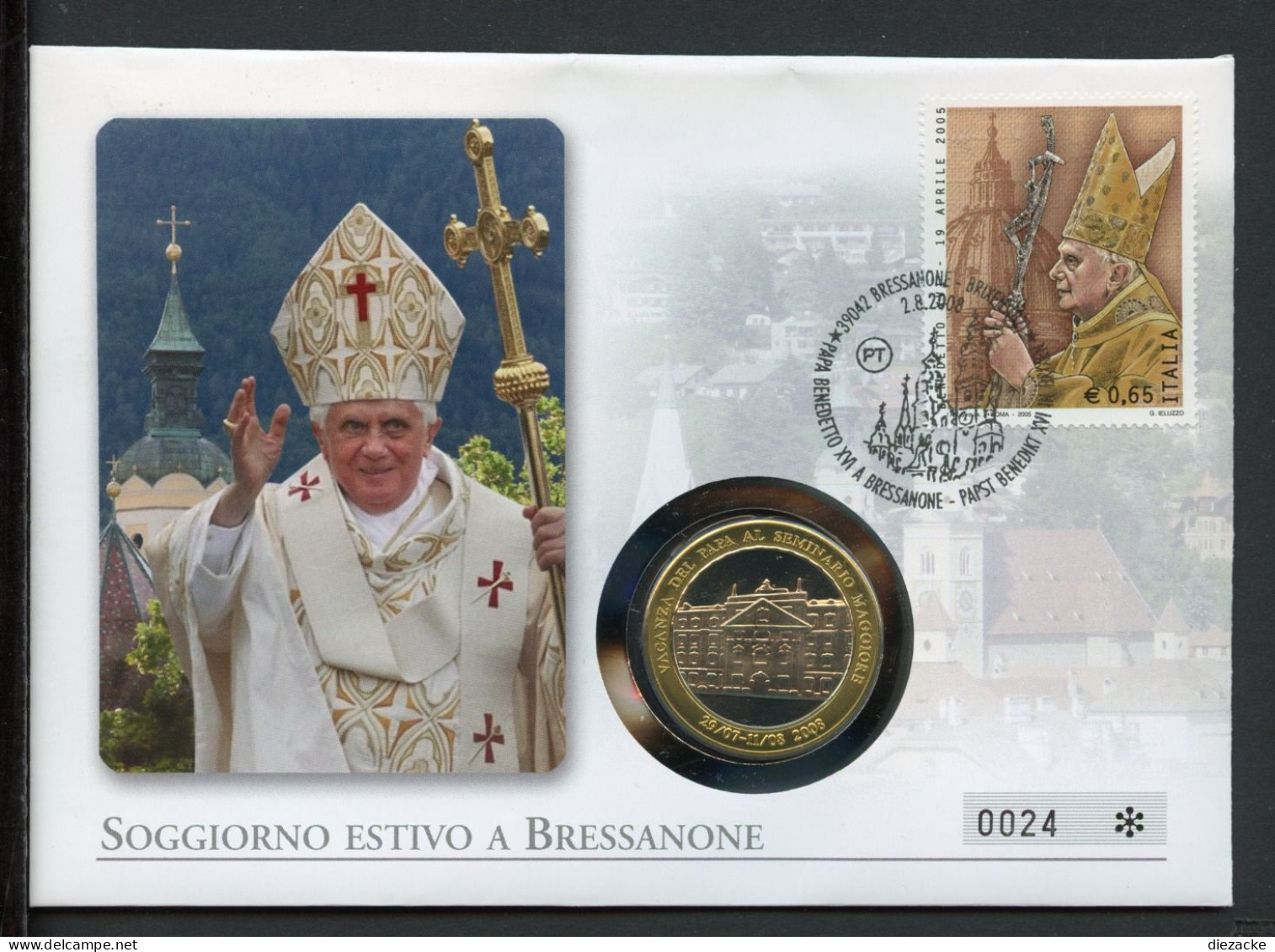 Vatikan Numisbrief 2009 Papst Benedict XVI. In Bressanone (Num318 - Ohne Zuordnung