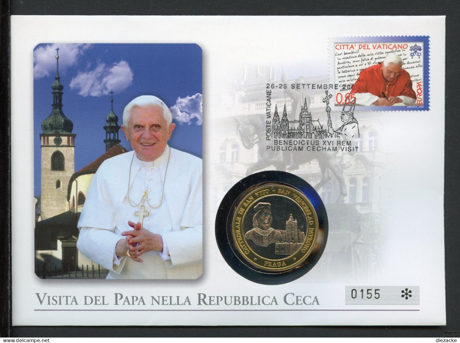 Vatikan Numisbrief 2008 Papst Benedikt XVI In Der Tschechischen Republik (Num313 - Non Classés