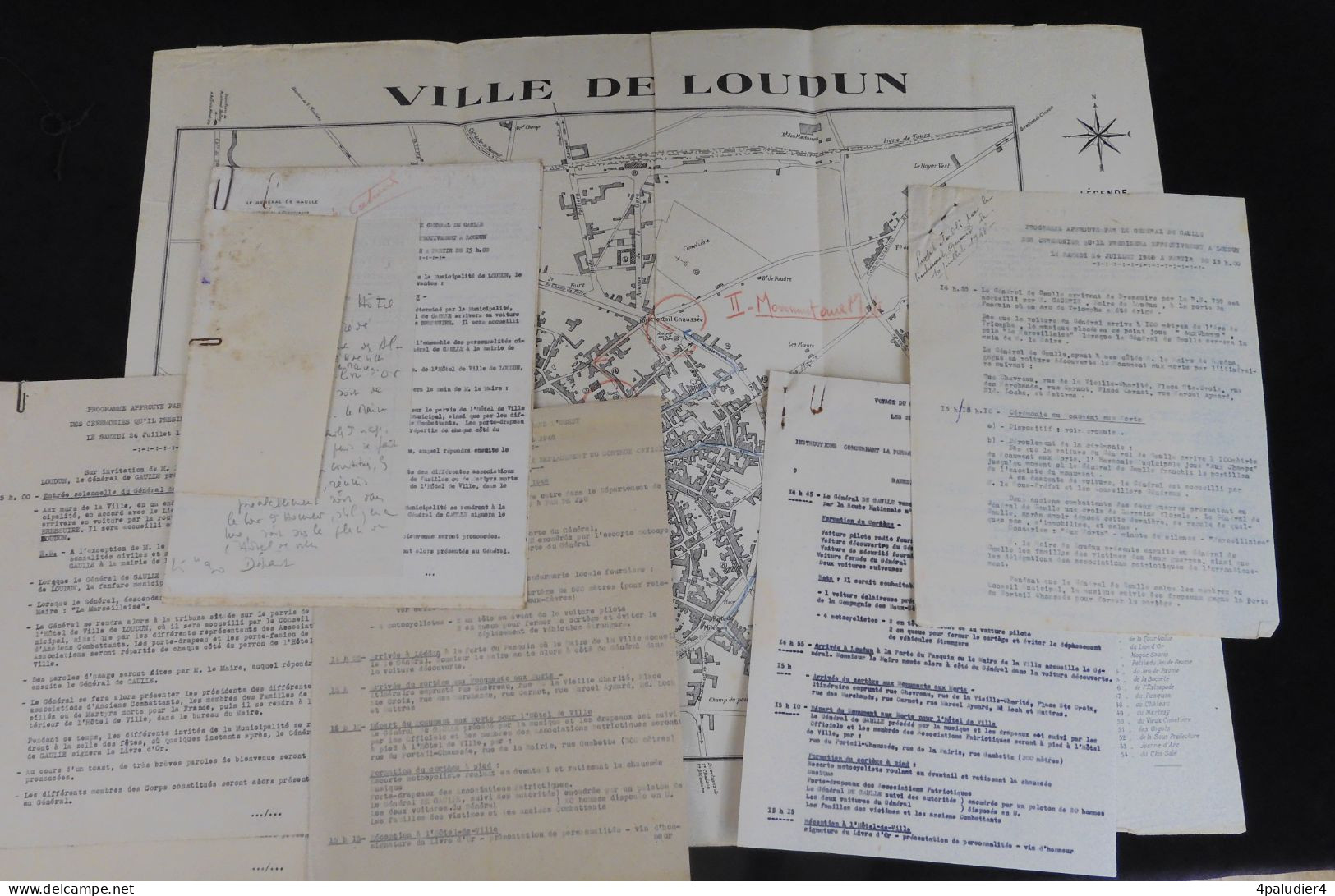 ( VIENNE ) Documents Originaux Visite Du Général De Gaulle à LOUDUN Le 24 Juillet 1948 - Historische Documenten