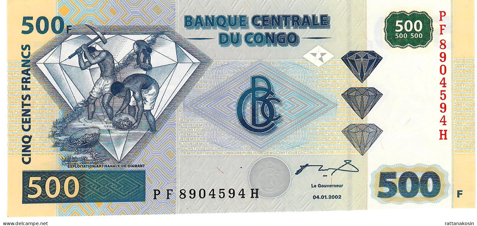 CONGO P96c 500 FRANCS 2002  #PF/H  Orell Füssli Zurich    UNC. - Democratische Republiek Congo & Zaire