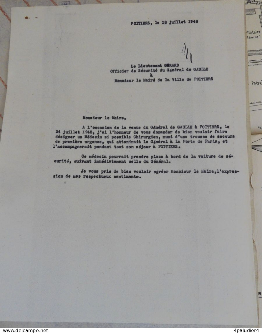 ( Deux Sèvres ) Documents Originaux Visite Du Général De Gaulle à POITIERS Le 24 Juillet 1948 - Historische Documenten