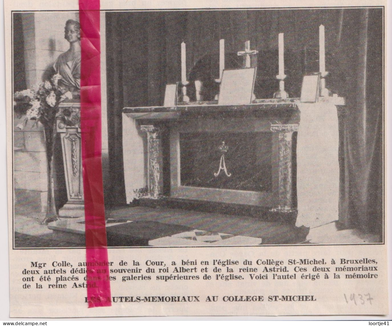 Bruxelles - Autels Memoriaux Au Collège St Michel - Orig. Knipsel Coupure Tijdschrift Magazine - 1937 - Ohne Zuordnung