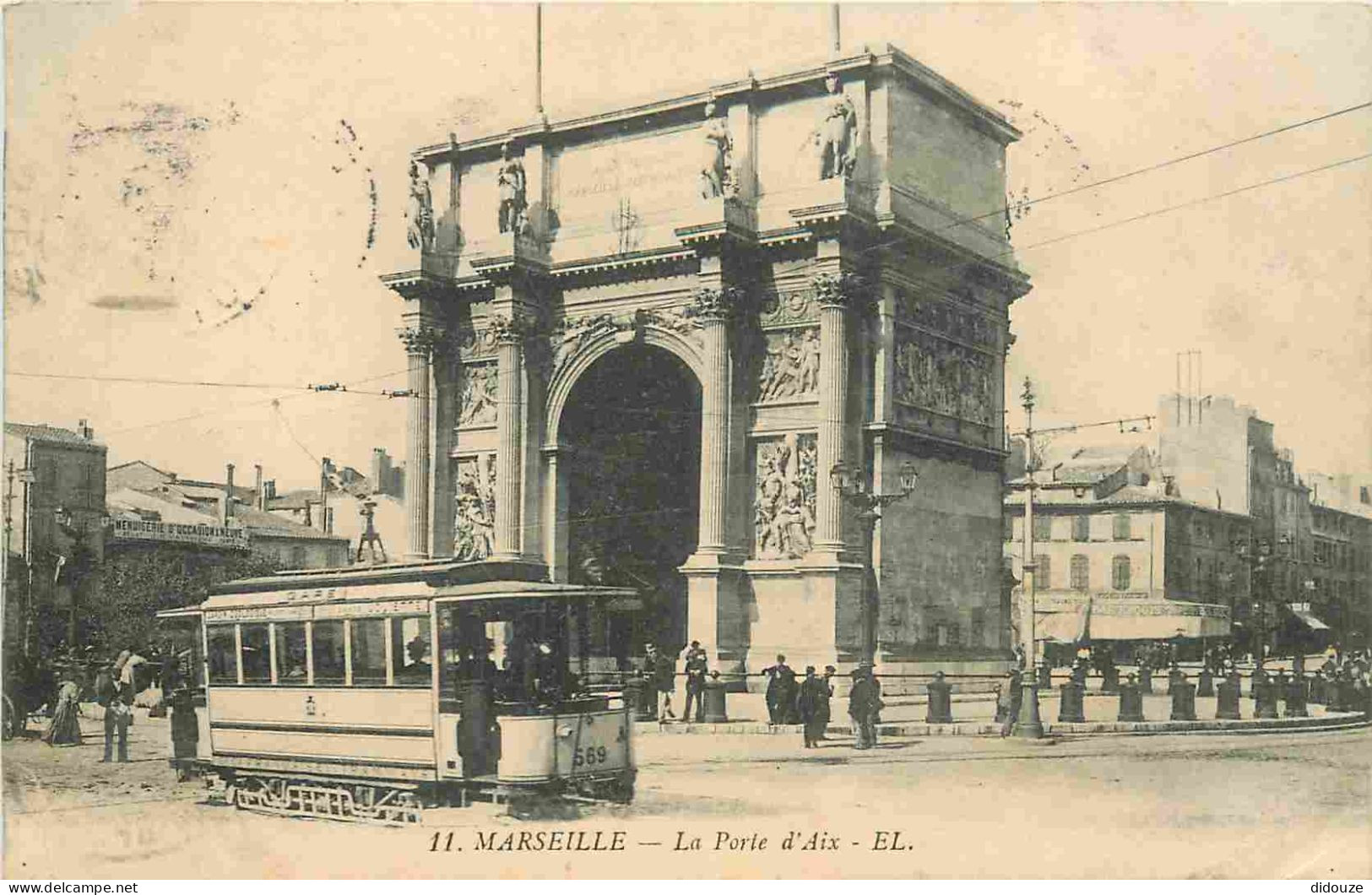 13 - Marseille - La Porte D'Aix - Animée - Tramway - Correspondance - CPA - Oblitération Ronde De 1911 - Voir Scans Rect - Monumenti