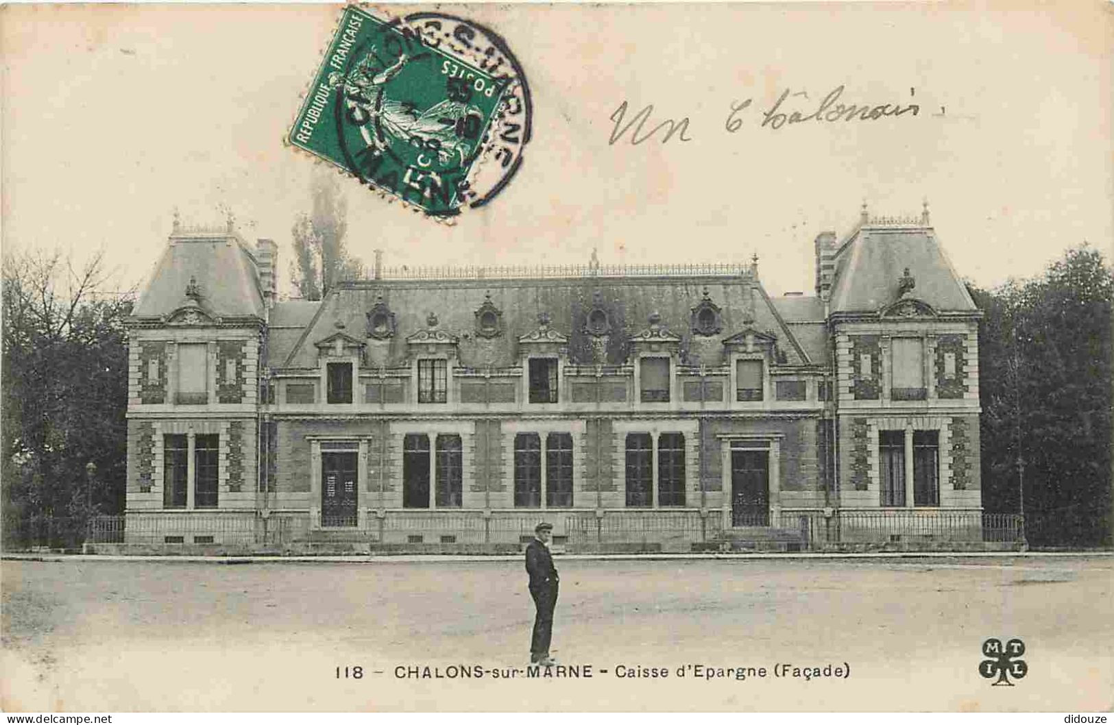 51 - Chalons Sur Marne - Caisse D'Epargne - Animée - CPA - Oblitération Ronde De 1908 - Voir Scans Recto-Verso - Châlons-sur-Marne