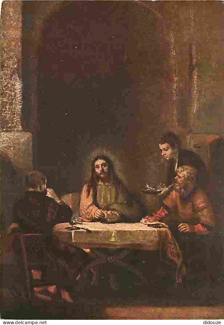 Art - Peinture Religieuse - Rembrandt Van Rijn - Les Pélerins D'Emmaus - Musée Du Louvre - CPM - Voir Scans Recto-Verso - Paintings, Stained Glasses & Statues