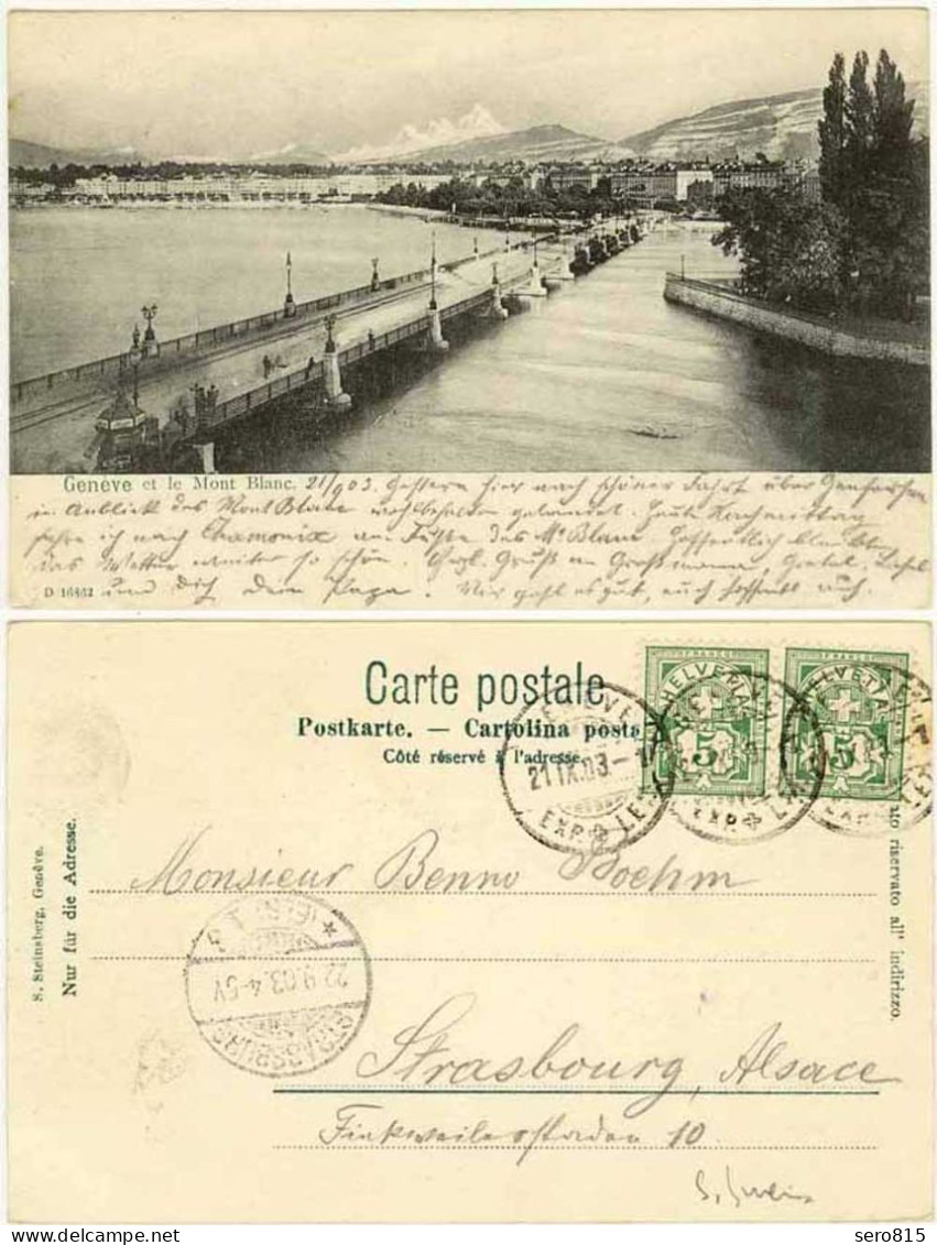 AK 1903 Geneve Schweiz See Brücke Nach Strassburg    (1389 - Genève