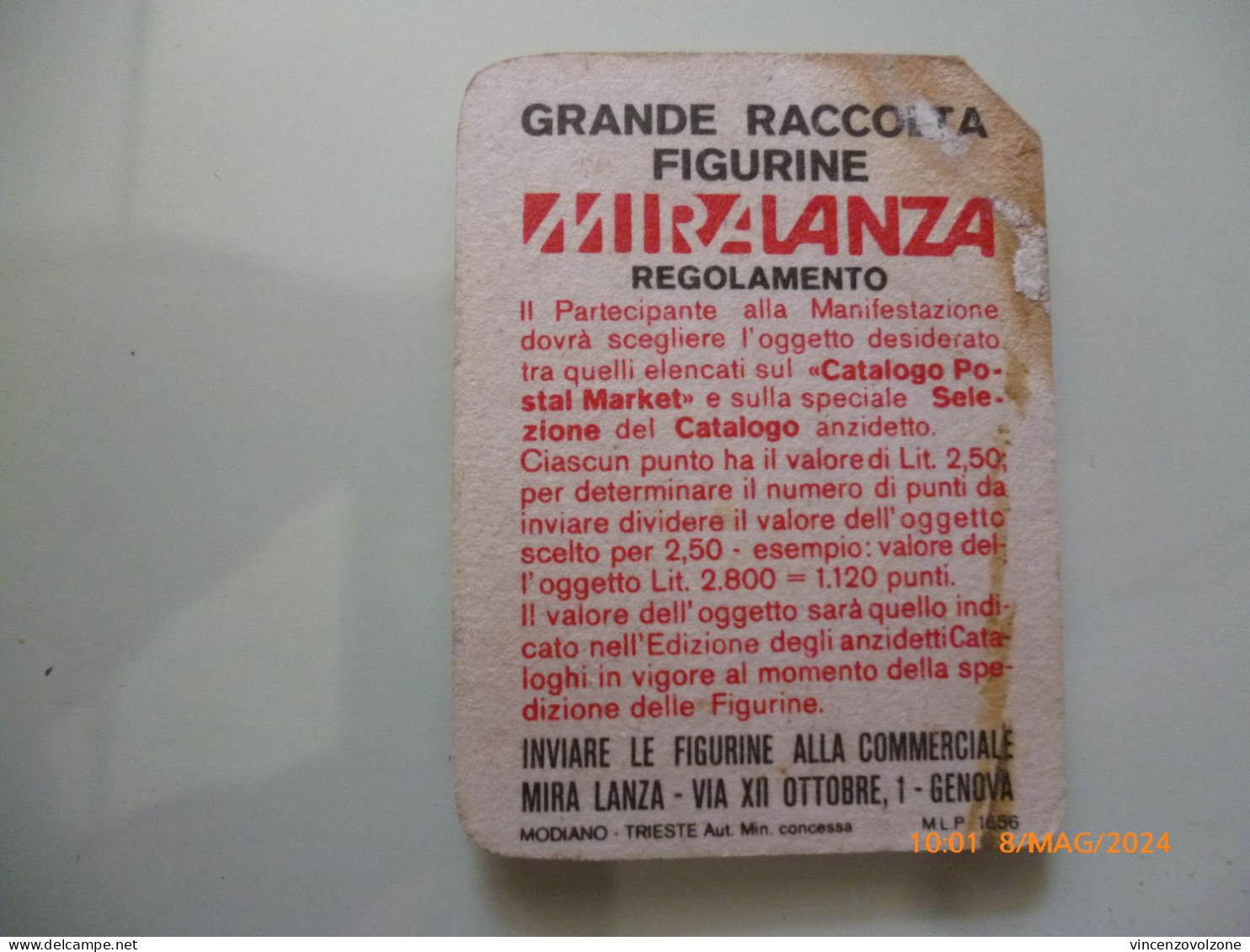 Figurina "MIRALANZA CALIMERO 15 PUNTI CATTEDRALE DI S. GIUSTA ( Sardegna )" - Publicités
