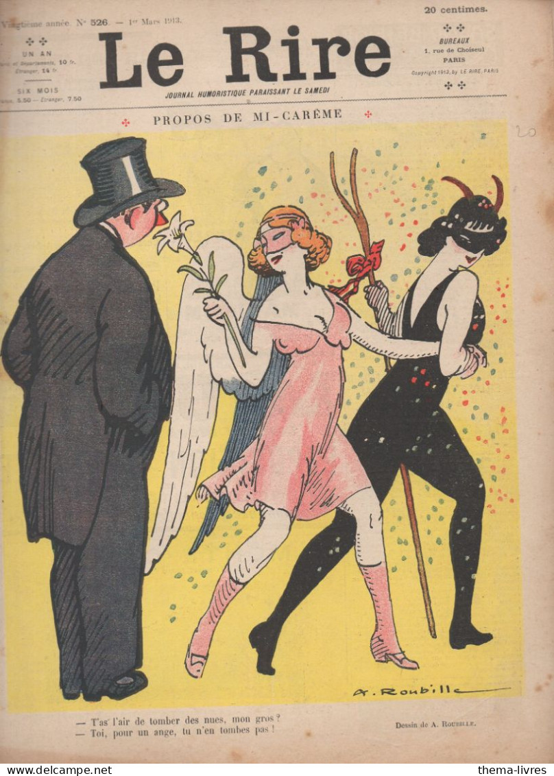 Revue LE RIRE    N°526 Du 1er Mars 1913   Couverture ROUBILLE (CAT4087D) - Humour