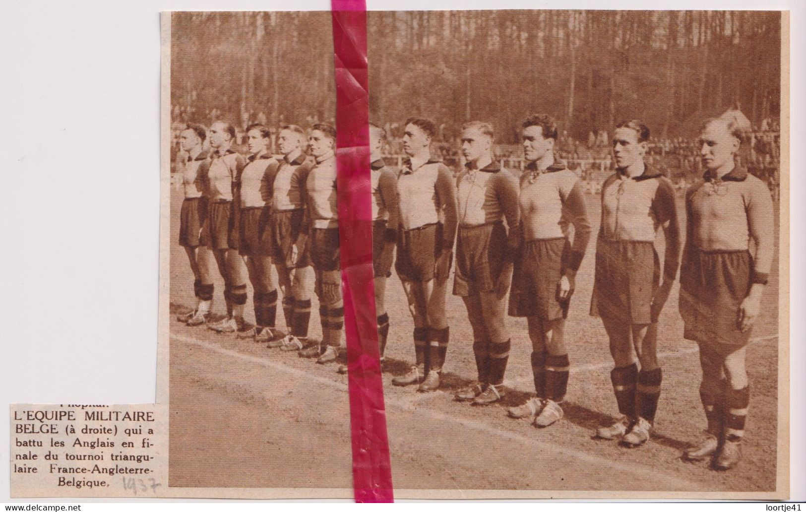 Football L'Equipe Militaire Belge - Orig. Knipsel Coupure Tijdschrift Magazine - 1937 - Unclassified