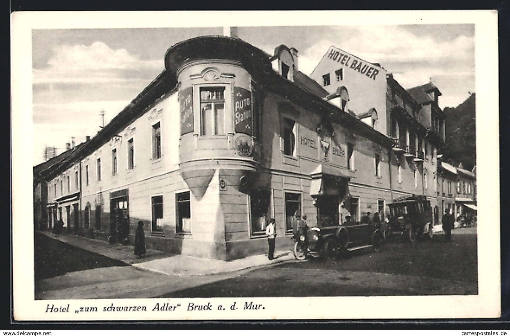 AK Bruck A. D. Mur, Blick Auf Das Hotel Zum Schwarzen Adler  - Autres & Non Classés