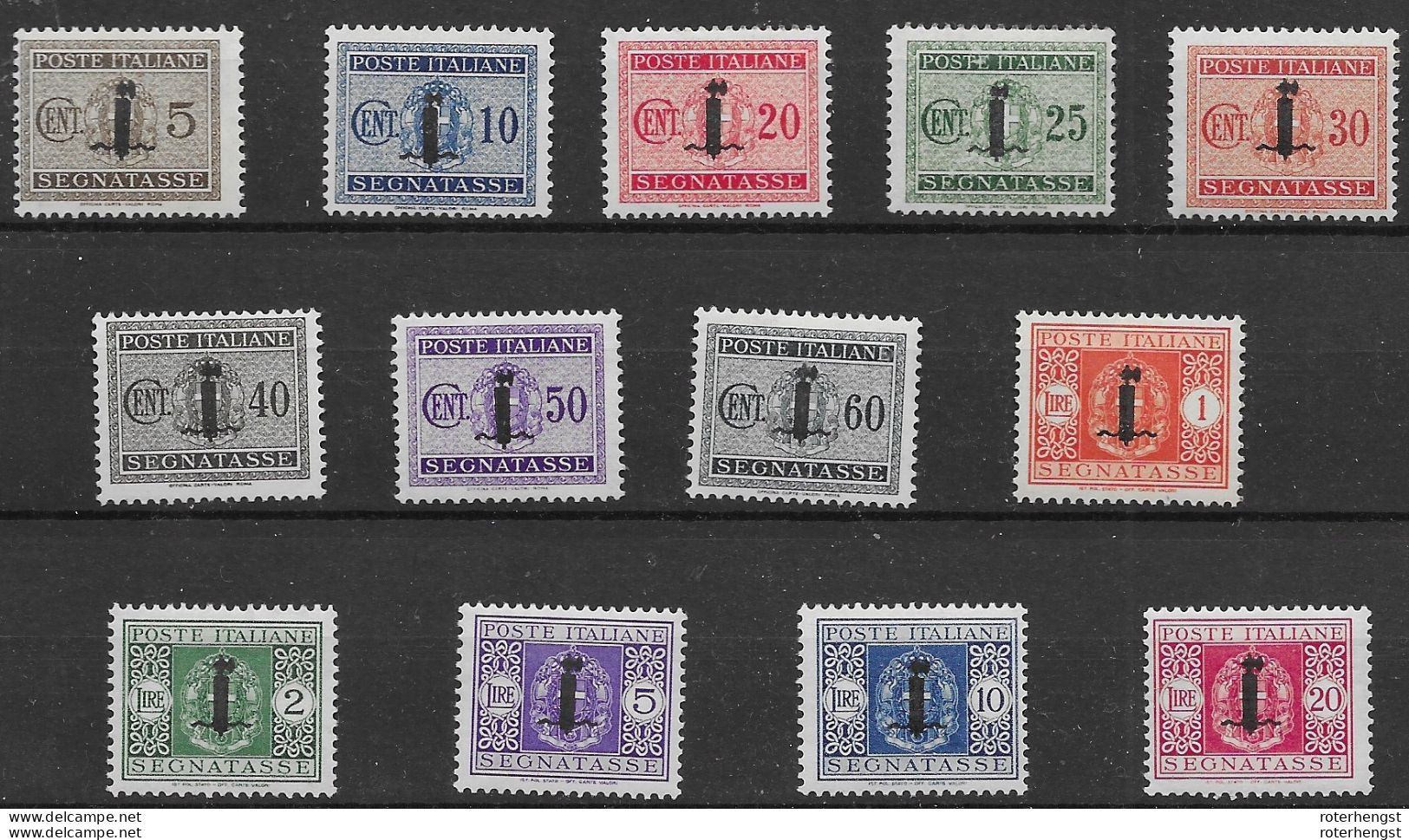 Italiy 1944 Mlh * 550 Euros (complete Set) Best Values Very Low Hinge Trace - Postage Due