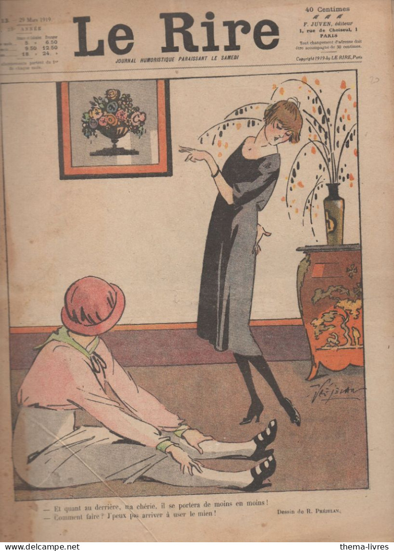 Revue LE RIRE    N°13 Du 29 Mars 1919  Couverture PREJELAN  (CAT4087J) - Humor