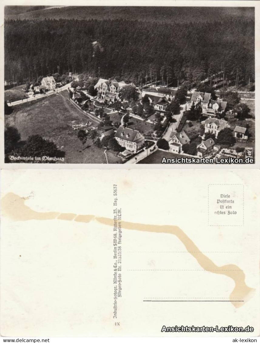 Ansichtskarte Hahnenklee-Bockswiese-Goslar Luftbild: Stadtansicht 1938  - Goslar