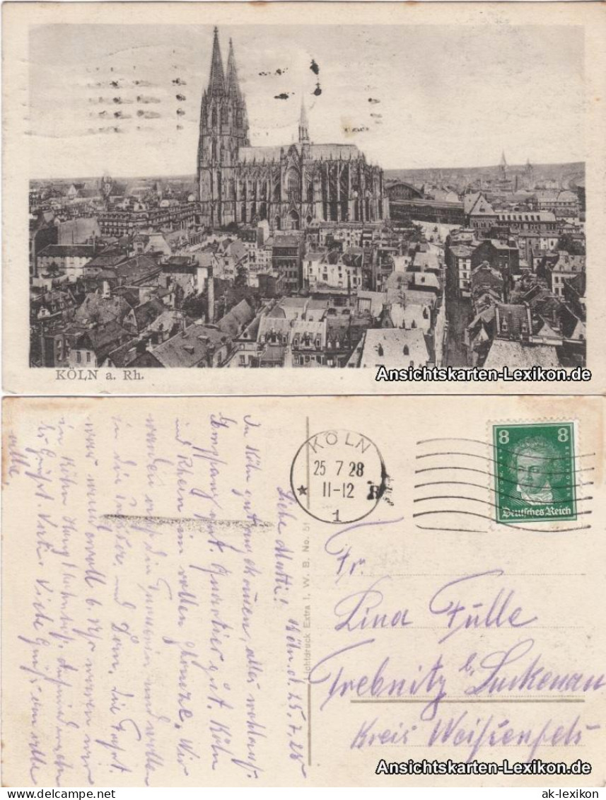 Ansichtskarte Köln Totalansicht Mit Dom 1928  - Köln