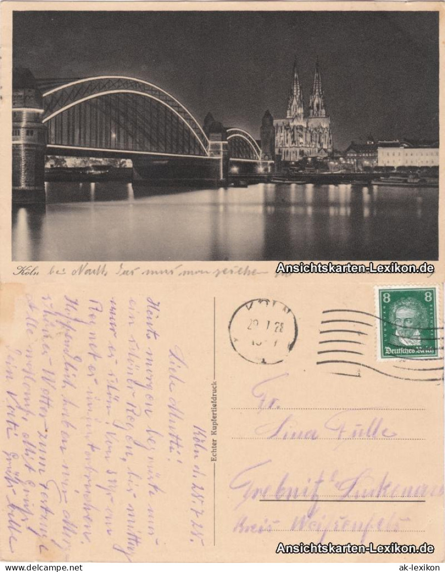 Ansichtskarte Köln Dom- Und Brückenbeleuchtung 1928  - Koeln