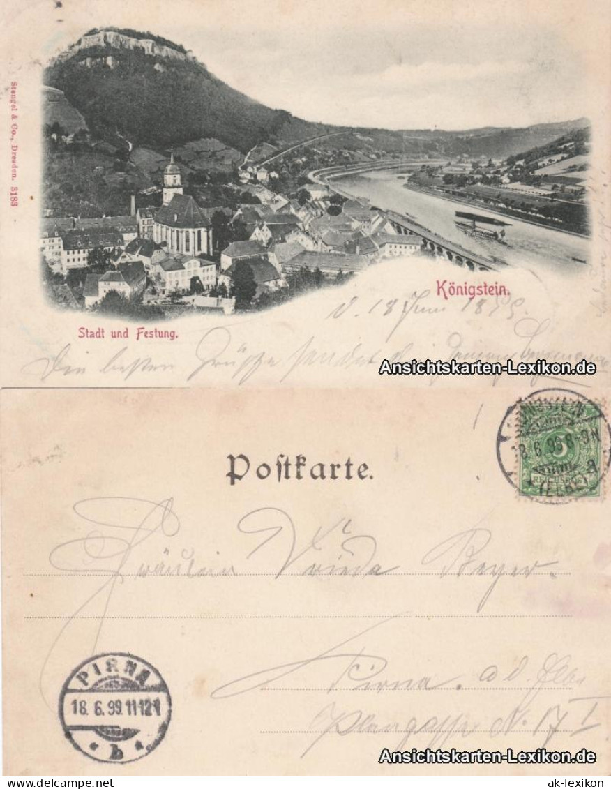 Königstein (Sächsische Schweiz) Blick Auf Stadt Und Festung 1899  - Königstein (Sächs. Schw.)