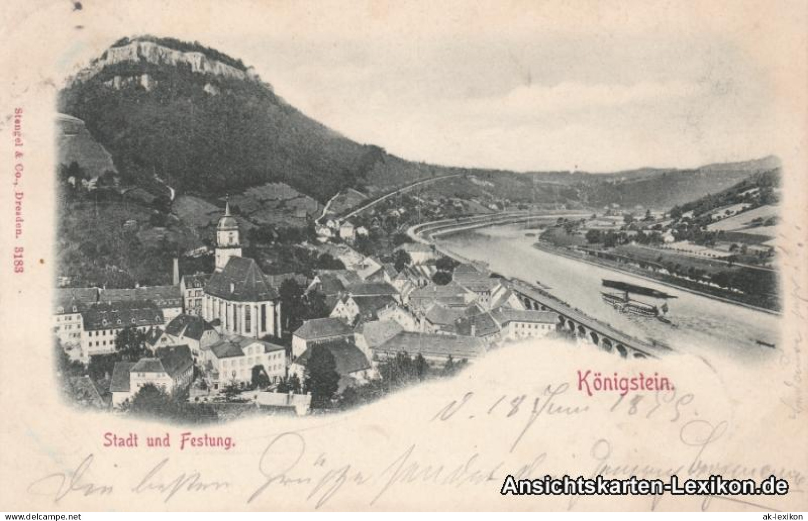Königstein (Sächsische Schweiz) Blick Auf Stadt Und Festung 1899  - Koenigstein (Saechs. Schw.)