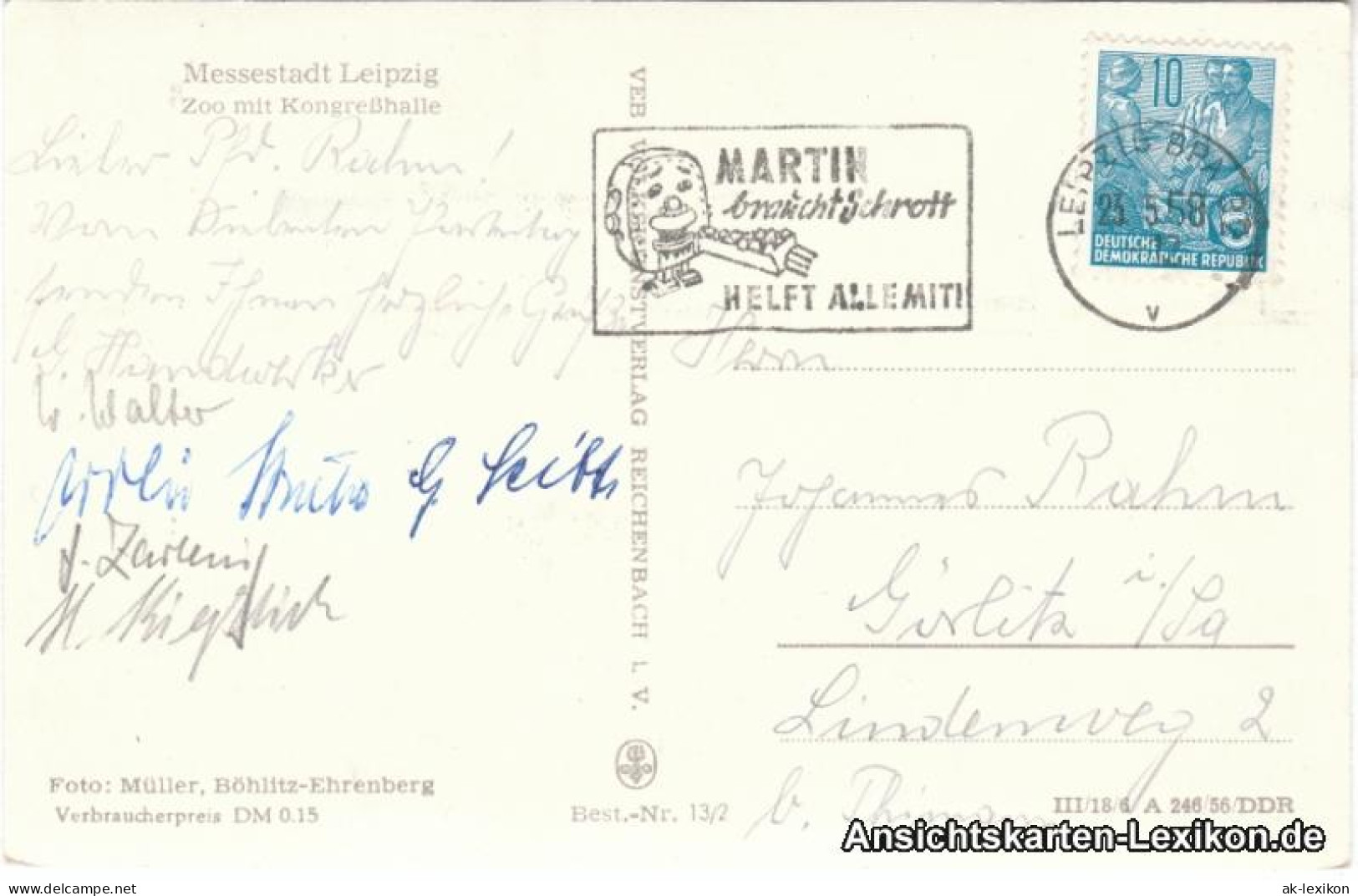 Ansichtskarte Leipzig Zoo Und Kiosk (Eingang) 1956  - Leipzig