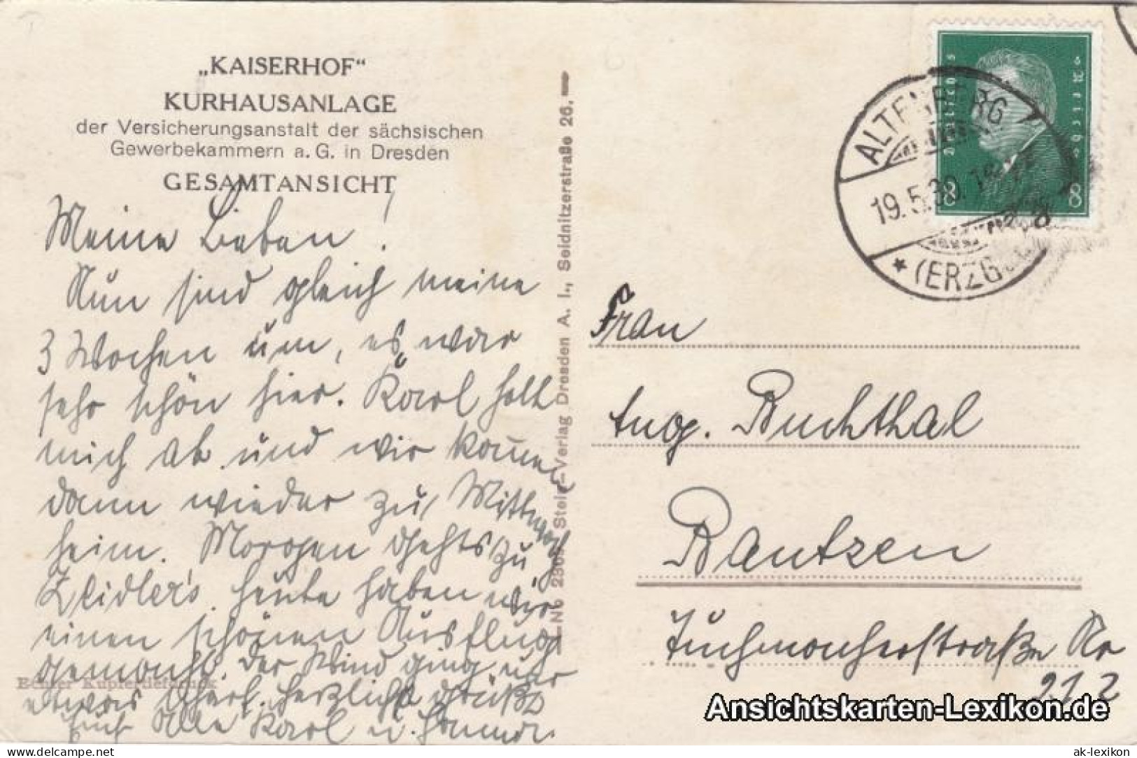 Ansichtskarte Altenberg (Erzgebirge) Partie Am Kurhaus Kaiserhof 1930  - Altenberg