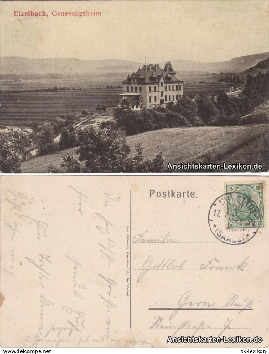 Ansichtskarte Etzelbach-Uhlstädt-Kirchhasel Partie Am Genesungsheim 1913  - Altri & Non Classificati