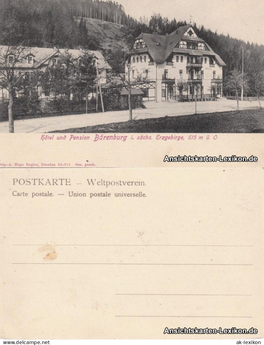 Ansichtskarte Oberbärenburg-Altenberg (Erzgebirge) Hotel Und Pension 1908  - Altenberg